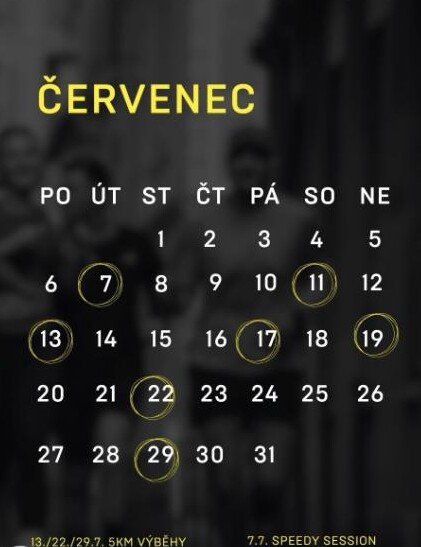Kalendář výběhů na červenec – Instagram Runclub Liberec